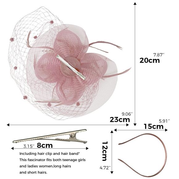 Veil Fascinator Hat For Women, Vintage Mesh Feather Headpiece With Clip Derby🌷 - Picture 6 of 7